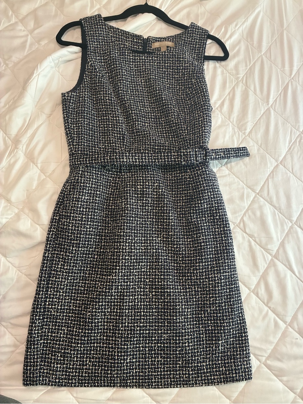 Banana Republic Tweed Sheath Dress with Adjustable Belt with Pockets